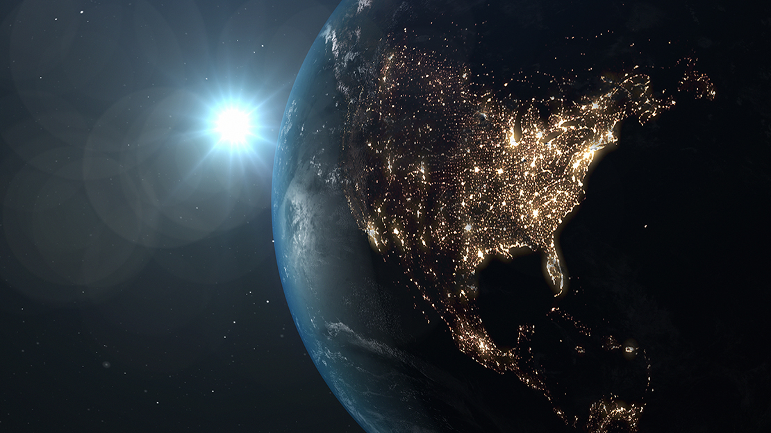 Image of the earth with city lights
